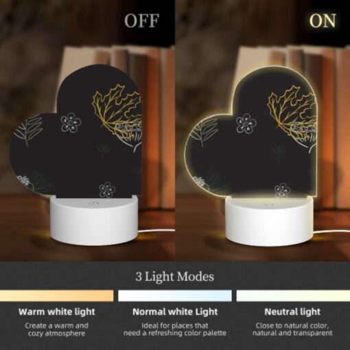 Love Acrylic Night Light, A Collection Of Leaves And Flowers On A Black Background. -Nuas Diy Shop db49184eda1a4580413993a2efe24f3ea7380e71