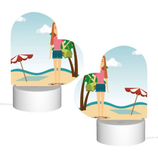 Love Acrylic Night Light, A Woman In A Pink Shirt And Blue Shorts Is Standing On A Beach -Nuas Diy Shop db5cb4d6e604b932f5fc3f880de78a29eb678a9f