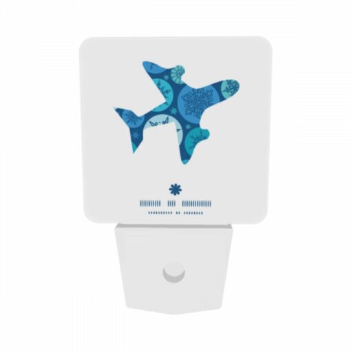 Night Light Set Of 2, A Blue And White Airplane With A Snowflake Pattern On The Tail. -Nuas Diy Shop dc43404ec28b584aaac15a306d68f7621a53cb37