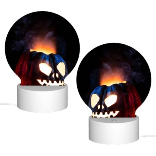 Round Acrylic Night Light, A Carved Pumpkin With A Face And A Flame In The Background. -Nuas Diy Shop dc4880a67a9790d032318cca87ffd3297b081502
