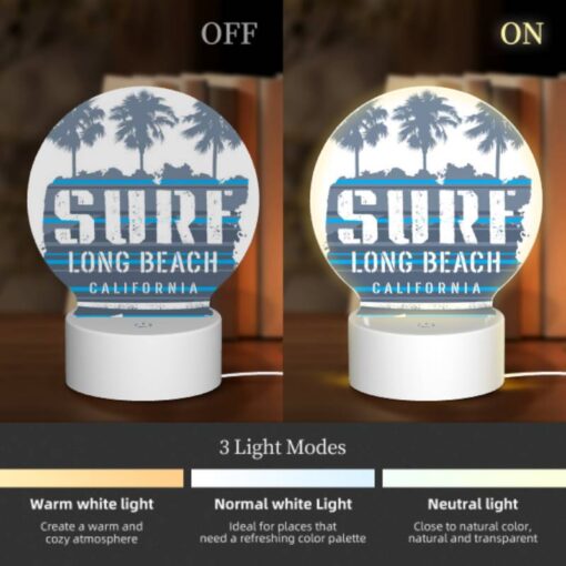 Round Acrylic Night Light, A Surfboard Logo For Long Beach -Nuas Diy Shop dcb4e7e096c809a82fc31287f9b39a5a8f30e159