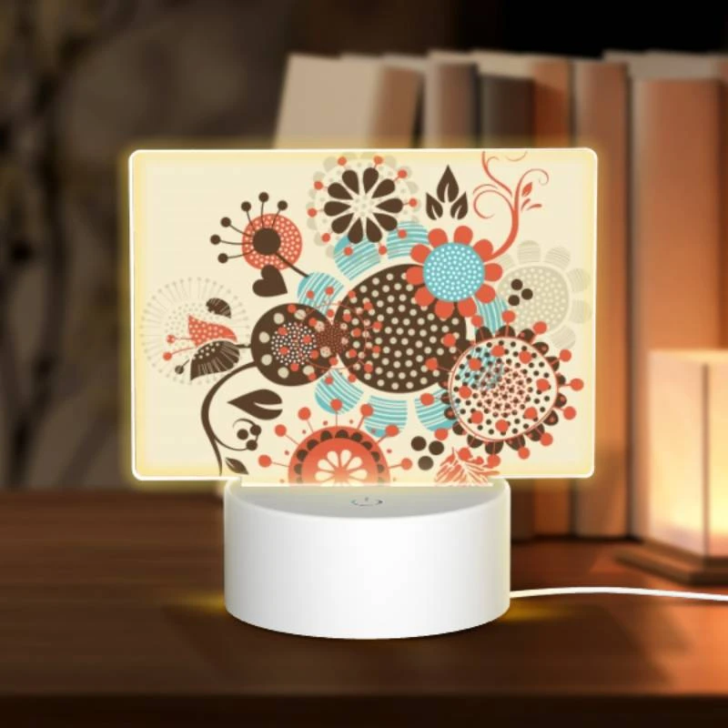 Rectangular Acrylic Night Light, A colorful flower design with a variety of flowers and leaves. Rectangular Acrylic Night Light, A Colorful Flower Design With A Variety Of Flowers And Leaves. -Nuas Diy Shop dd874234bb48dbacb83164e046f744f25c0e46f2