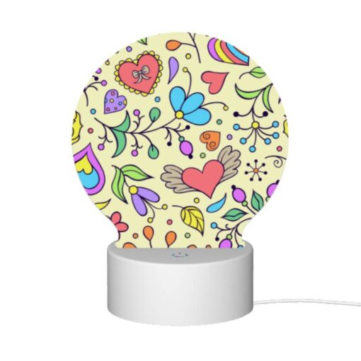 Round Acrylic Night Light, A Colorful Floral Pattern With Hearts And Flowers. -Nuas Diy Shop ddad48d0db112ebf6339c60ac06cfd26ddf10979