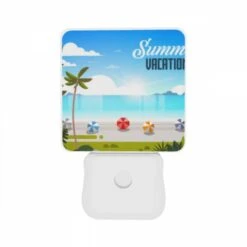 Night Light Set Of 2, A Colorful Beach Scene With Palm Trees And Umbrellas. 10 Night Light Set Of 2, A Colorful Beach Scene With Palm Trees And Umbrellas. -Nuas Diy Shop de4504ee37715c13128ba8b5532becb1005b2265