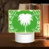 Rectangular Acrylic Night Light, A Green And White Picture Of A Palm Tree.