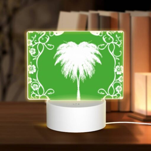 Rectangular Acrylic Night Light, A Green And White Picture Of A Palm Tree. -Nuas Diy Shop deade70dccba4e2e06732eea85223ddf390b2e88