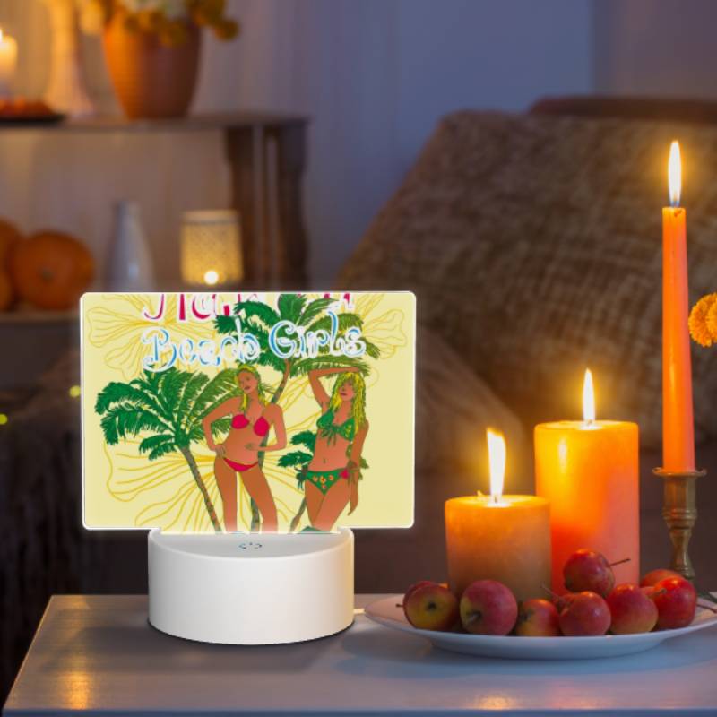 Rectangular Acrylic Night Light, Two women pose for a picture in front of a palm tree. Rectangular Acrylic Night Light, Two Women Pose For A Picture In Front Of A Palm Tree. -Nuas Diy Shop df0393b0a9d2b0cf3a0fb2468b845577a6a6da52