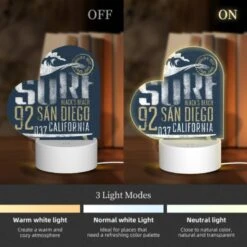Love Acrylic Night Light, A Surfboard With The Words "92 San Diego" Written On It. -Nuas Diy Shop df04d3f57af6893f8b6e4de9bc3bc91deae479a6