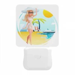 Night Light, A Woman In A White Dress Is Standing On A Beach -Nuas Diy Shop df348942c62ea470c530d0e1f7d646933519879b