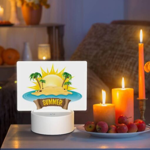 Rectangular Acrylic Night Light, A Sunny Beach With A Palm Tree Logo. -Nuas Diy Shop df757c19d3c8a8ad4c68db4161722dc178b34849