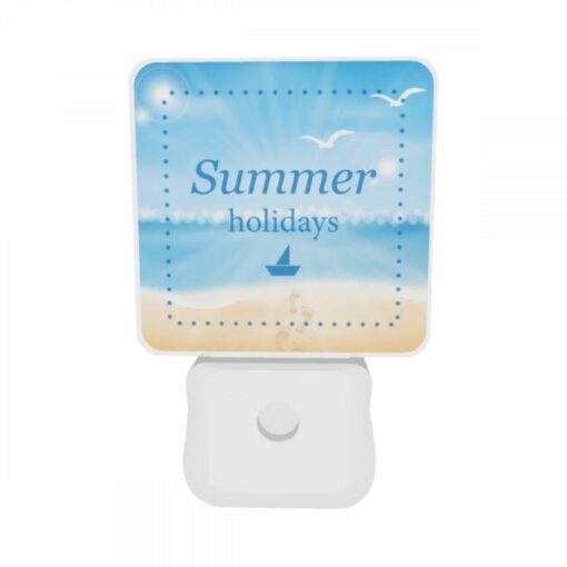 Night Light Set Of 2, A Blue And White Postcard With A Sailboat On It And The Words "Summer Holidays" Written On It. -Nuas Diy Shop dfa9f813ffd653dc8f32d033a637b547d0d12bdd