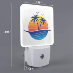 Night Light, A Blue And Orange Logo Of A Beach With Palm Trees. -Nuas Diy Shop dfceded77c3858372866129255547b877898ec2a