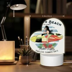 Love Acrylic Night Light, A Woman With A Surfboard In The Ocean. -Nuas Diy Shop e01d65099ff54d6095d97bd328f04d308a1f0edb