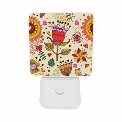 Night Light Set Of 2, A Colorful Flower With A Red Center Is Surrounded By Other Flowers And Hearts. -Nuas Diy Shop e0444cf817be42f21ad14544b0d9e829a1d79e6d