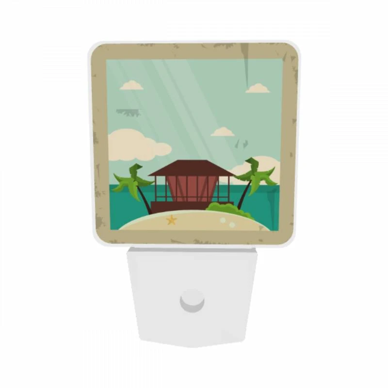 Night Light Set of 2, A beach scene with a house and palm trees. Night Light Set Of 2, A Beach Scene With A House And Palm Trees. -Nuas Diy Shop e045ee9b9d521e3700e1a371eb1e87b00a7340c4