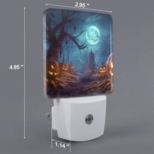 Night Light Set Of 2, A Night Scene With A Full Moon And A Bunch Of Pumpkins. -Nuas Diy Shop e07ef0a3f149da7b9ce15741ffb071179ce46ade