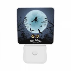 Night Light Set Of 2, A Witch Flies Over A Moonlit Night With A Full Moon And Bats Flying Around. -Nuas Diy Shop e1a5106f58e8ce5acacebdf4050ca080571341b9