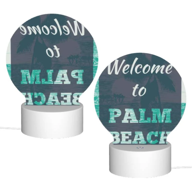 Round Acrylic Night Light, A colorful sign welcoming visitors to Palm Beach. Round Acrylic Night Light, A Colorful Sign Welcoming Visitors To Palm Beach. -Nuas Diy Shop e237e8d3f64479a406c049f82a7f7d19f73ac195