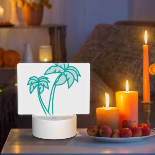 Rectangular Acrylic Night Light, A Green And Blue Palm Tree With A Blue Trunk. -Nuas Diy Shop e2431effa94b6b4096ca33d4d2df866c1be934df