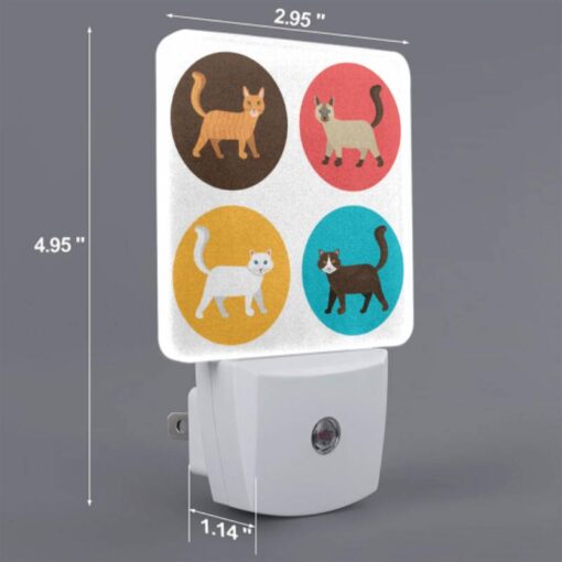 Night Light Set Of 2, Four Different Colored Cats Are Shown In A Circle. -Nuas Diy Shop e35c9097f809d6be776c29d05e9124114cc00861