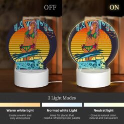 Round Acrylic Night Light, A Woman In A Bikini Is Standing Next To A Volkswagen Van. -Nuas Diy Shop e36e47a701373a35fbb2c47d8d888b44b90a75ed