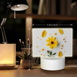 Rectangular Acrylic Night Light, A Yellow Flower With Yellow Petals And Green Leaves Is Placed On A White Surface. -Nuas Diy Shop e3711d29358703f9ec8da591fa64d82e159b5439