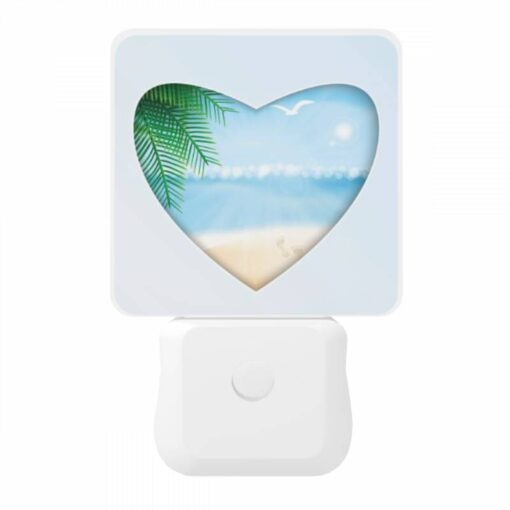 Night Light, A Heart Shaped Picture Of A Beach With A Bird Flying Over The Ocean. -Nuas Diy Shop e432c2e4fde51f374a3ef8bdd36b09572a646581