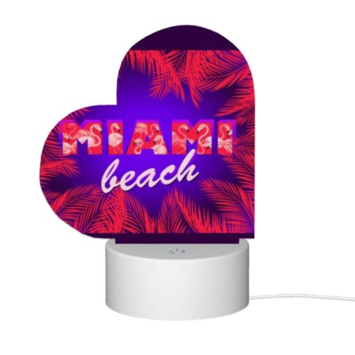 Love Acrylic Night Light, A Colorful Image Of A Beach With Palm Trees And The Word "Miami" Written In Red. -Nuas Diy Shop e46bf1c8eed317cf51e0834752b61b90dd6d91ed