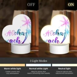 Love Acrylic Night Light, A Watercolor Painting Of A Palm Tree And The Words "Aloha Beach" Written In A Flowing Script. -Nuas Diy Shop e476992e1d689c2df5eb7ccd298d118f746d8955