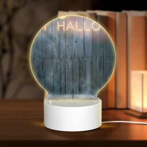 Round Acrylic Night Light, A Sign That Says "Happy Halloween" On A Wooden Wall. -Nuas Diy Shop e4a0b4fe28c07018c58fb3992e6de7fc6d68c8d2