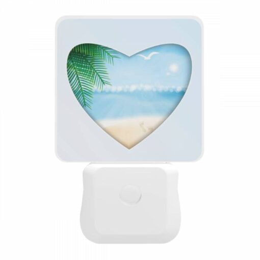 Night Light, A Heart Shaped Picture Of A Beach With A Bird Flying Over The Ocean. -Nuas Diy Shop e4fb0478527e091942e6dcfeacd881c901efebab