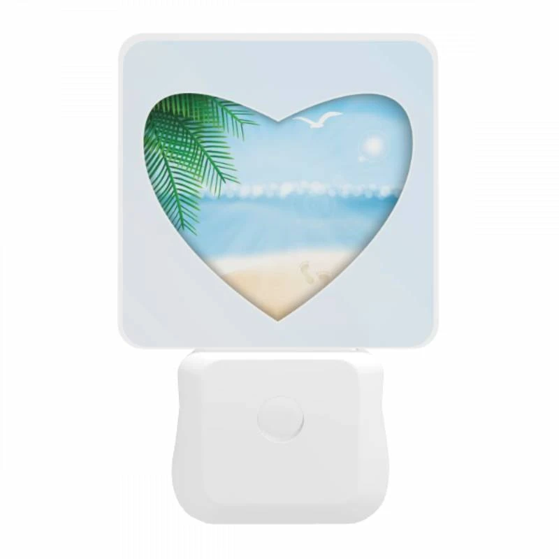 Night Light, A heart shaped picture of a beach with a bird flying over the ocean. Night Light, A Heart Shaped Picture Of A Beach With A Bird Flying Over The Ocean. -Nuas Diy Shop e4fb0478527e091942e6dcfeacd881c901efebab