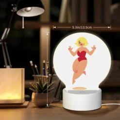 Round Acrylic Night Light, A Cartoon Woman Wearing A Red Bikini And A Red Wig Is Jumping In The Air. 7 Round Acrylic Night Light, A Cartoon Woman Wearing A Red Bikini And A Red Wig Is Jumping In The Air. -Nuas Diy Shop e6848216dd1134d3f74fa049b472086ca181a6ad