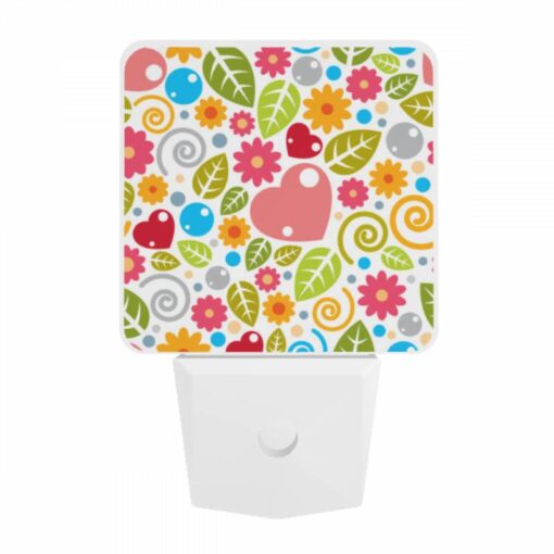 Night Light, A Colorful Floral Pattern With Hearts And Leaves. -Nuas Diy Shop e687bf5a4baf56d265503818c0d5af5583d4dabe