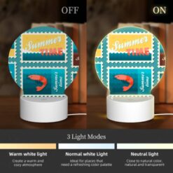 Round Acrylic Night Light, A Collection Of Six Postage Stamps Featuring Beach And Ocean Themes. -Nuas Diy Shop e7446c0ee98b062d297b34e784552c69fc775303