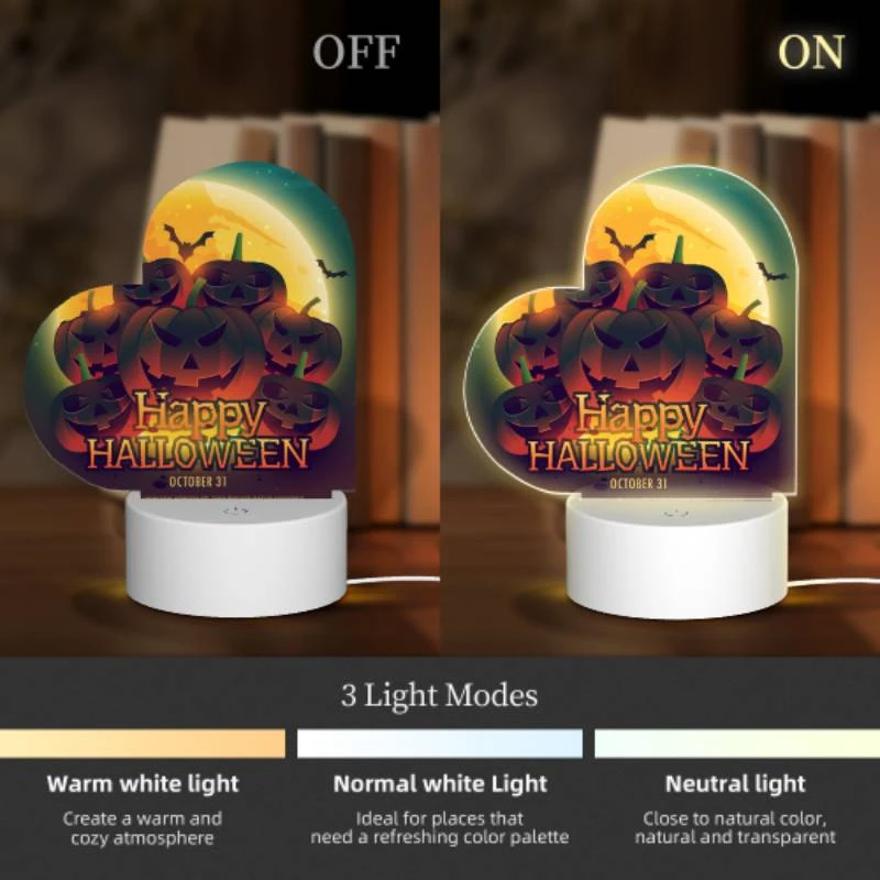 Love Acrylic Night Light, A colorful poster of pumpkins with the words "Happy Halloween" written on it. Love Acrylic Night Light, A Colorful Poster Of Pumpkins With The Words "Happy Halloween" Written On It. -Nuas Diy Shop e7cfd619ab7a4f07070c8d685a85b192ef936da9
