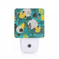 Night Light, A Colorful Cartoon Of A Forest With Various Animals