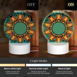 Round Acrylic Night Light, A Colorful Sunflower With A Green Center. -Nuas Diy Shop e8ee80328e8b328101948267573158972146e78b