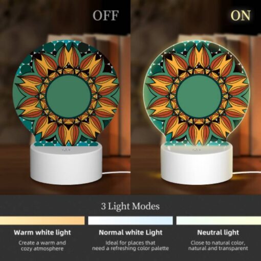 Round Acrylic Night Light, A Colorful Sunflower With A Green Center. -Nuas Diy Shop e8ee80328e8b328101948267573158972146e78b