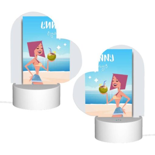 Love Acrylic Night Light, A Cartoon Woman Is Holding A Coconut And A Straw. -Nuas Diy Shop e8f64190c898bd6c7393e3d2d92c179a37c7601f