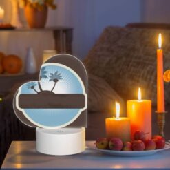 Love Acrylic Night Light, A Brown And White Circle With A Picture Of A Palm Tree On It. -Nuas Diy Shop e96934636234cbba3ecbd17086b379f91e14ce53