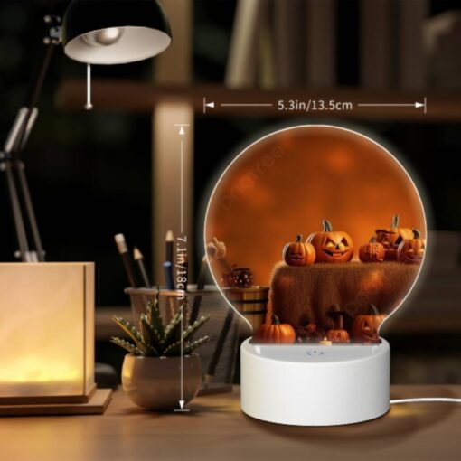 Round Acrylic Night Light, A Table Full Of Pumpkins And Gourds. -Nuas Diy Shop e9b09deb595b1c92eb86f5afa5152814842443a2