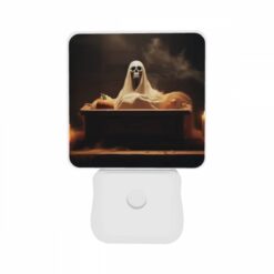 Night Light Set Of 2, A Skeleton Is Sitting On A Coffin With A Pumpkin On It. -Nuas Diy Shop ea4829729312663689a8c0d2592dd96c64d415bd
