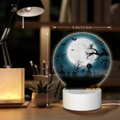 Round Acrylic Night Light, A Halloween Poster With A Full Moon And A Bunch Of Bats. -Nuas Diy Shop eac8146407b90f43a7cabe4bb60e6333920823ac