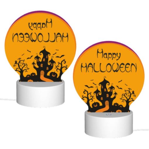 Round Acrylic Night Light, A Purple Background With A Happy Halloween Sign. -Nuas Diy Shop eb360e356411293e80ecf617c5fa9b8e46f42e78