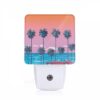 Night Light, A Red Sports Car Is Parked In Front Of A Row Of Palm Trees. -Nuas Diy Shop eb38065d2ee65992e1a714976b5394245d8c5891