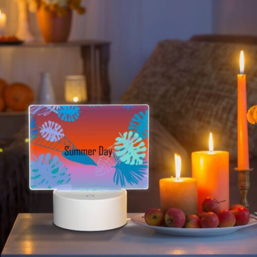 Rectangular Acrylic Night Light, A Colorful Image Of Leaves And Flowers With The Words "Summer Day" Written In The Middle. -Nuas Diy Shop ec4a840c9d1ad11d6edd1a8126ac8ec85ebab698