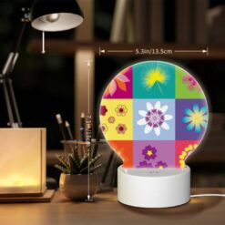 Round Acrylic Night Light, A Colorful Collage Of Flowers In Different Colors. -Nuas Diy Shop ec4fba8ceb84b1c8cf66fc7ab58b6bf8547d4ff2