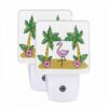 Night Light Set Of 2, A Pink Flamingo Stands Between Two Palm Trees. -Nuas Diy Shop ecd9939d1f1f9f72bf83cf533a5cf1851736faf3