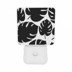 Night Light Set Of 2, A Pattern Of Leaves On A Black And White Background. -Nuas Diy Shop ecfa1ead54c05243b4c69b7817e004b194fe238a